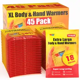 Walmart Sport Temp X Large Body & Hand Warmers (45 Count) - up to 18 Hours of Heat -Air Activated offer