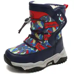 Walmart RIBONGZ Boys Snow Boots Winter Outdoor Waterproof Slip Resistant Cold Weather Shoes offer