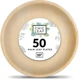 Walmart Chic Leaf, Palm Leaf Compostable & Disposable Plates, Round, Natural Color, 50 Pc, 10 offer