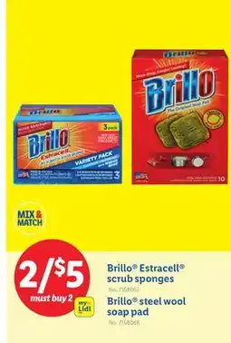 Lidl Brillo Estracell scrub sponges and steel wool soap pad offer