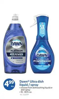 Lidl Dawn Ultra dish liquid/spray offer