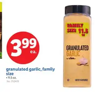 Lidl granulated garlic, family size offer