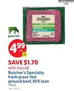 Lidl Butcher's Specialty fresh grass-fed ground beef, 85% lean offer