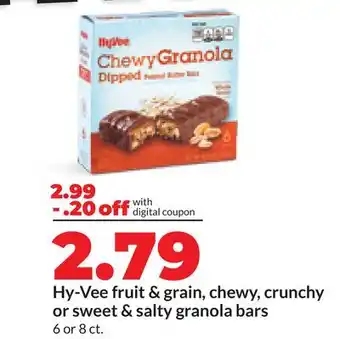 Hy-Vee Hy-Vee fruit & grain, chewy, crunchy or sweet & salty granola bars offer