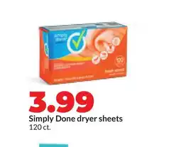 Hy-Vee Simply Done dryer sheets offer