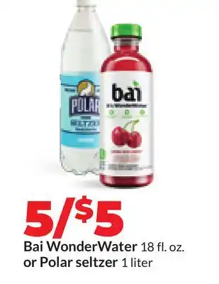 Hy-Vee Bai WonderWater 18 fl. oz. or Polar seltzer 1 liter offer