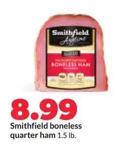 Hy-Vee Smithfield boneless quarter ham offer