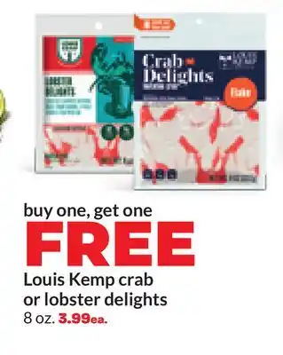 Hy-Vee Louis Kemp crab or lobster delights offer