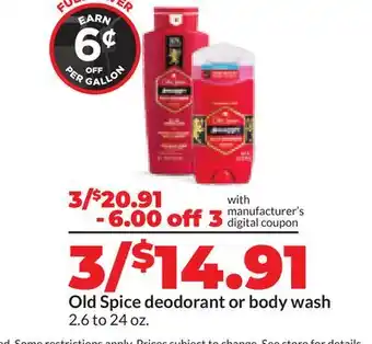 Hy-Vee Old Spice deodorant or body wash offer