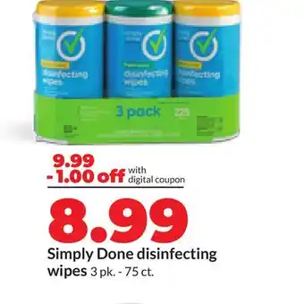 Hy-Vee Simply Done disinfecting wipes offer