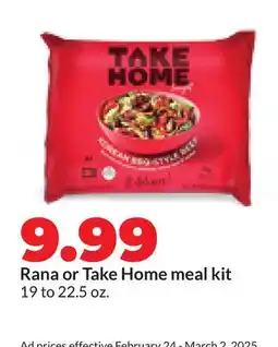 Hy-Vee Rana or Take Home meal kit offer