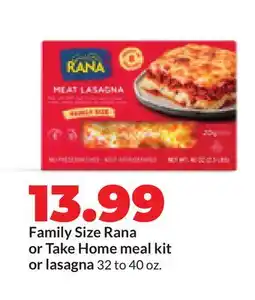 Hy-Vee Family Size Rana or Take Home meal kit or lasagna offer