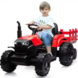 Walmart Outfunny 24V Ride on Toy for Big Kids, Powered Ride On Tractor with Trailer & Remote - Red offer