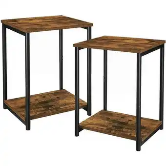 Walmart Side Tables Set of 2 Small End Table Nightstand for Living Room Bedroom Rectangle Brown and Black offer