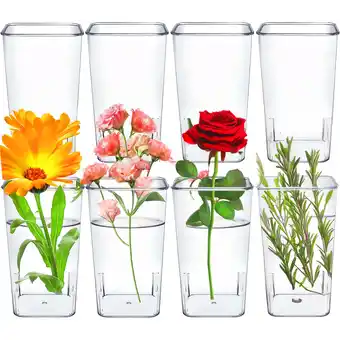 Walmart Petoto 8 Pcs Plastic Vase, 5.1 x 9 Acrylic Flower Vase for Home, Wedding, Party, Office Decor offer