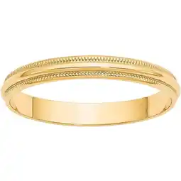 Walmart Primal Gold 10 Karat Yellow Gold 3mm Lightweight Milgrain Half Round Band Size 10 offer