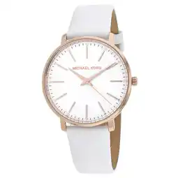 Walmart Michael Kors Women's Pyper Gold Case White Leather Watch MK2800 offer