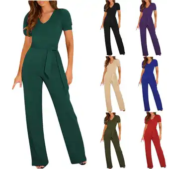 Walmart Utoimkio Clearance Women's Short Sleeve Jumpsuits Overalls Casual Romper offer