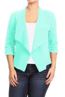 Walmart Women's Plus Size Lightweight Draped Neck Open Front Solid Blazer Jacket offer