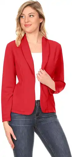 Walmart Moa Collection Women's Solid Casual Office Work Long Sleeve Open Front Blazer Jacket offer