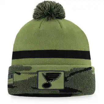 Walmart Men's Fanatics Camo St. Louis Blues Military Appreciation Cuffed Knit Hat with Pom offer