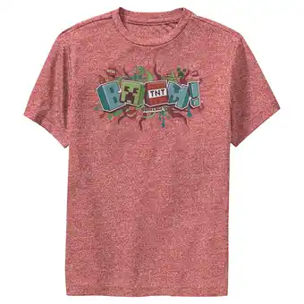 Walmart Boy's Minecraft Boom Performance Graphic Tee Red Heather X Large offer