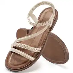 Walmart Ecetana Sandals for Women Comfortable Open Toe Beach Sandals Flat Summer Shoes offer