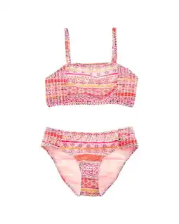 Walmart Lucky Brand girls Tile Print 2pc Bikini Set, XL16, Pink offer