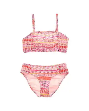 Walmart Lucky Brand girls Tile Print 2pc Bikini Set, XL16, Pink offer