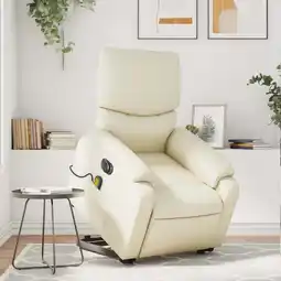 Walmart vidaXL Electric Stand up Massage Recliner Chair Cream Faux Leather offer