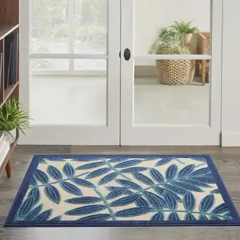 Walmart Nourison Aloha Indoor/Outdoor Navy 2' 8 x 4' Area Rug, (3x4) offer