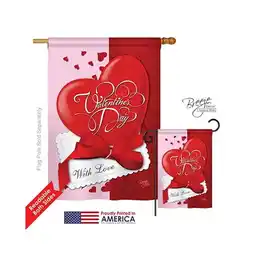 Walmart Breeze Decor 01002 Valentines with Love 2-Sided Vertical Impression House Flag - 28 x 40 in offer