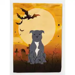 Walmart Carolines Treasures BB4312CHF Halloween Staffordshire Bull Terrier Blue Flag Canvas House Size offer