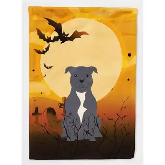 Walmart Carolines Treasures BB4312CHF Halloween Staffordshire Bull Terrier Blue Flag Canvas House Size offer