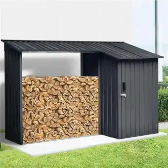 Walmart RTS Home Accents 556200100A7981 RTS Home Accents Wood Shed with Locker, Graphite Color offer