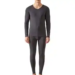 Walmart Men's Thermal Underwear Set Base Layer Top & Bottom, Thermals 2 Pieces Set, Grey - XXL offer