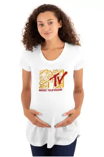 Walmart Vintage MTV Retro Boombox Logo Women's Maternity T Shirt Tee Brisco Brands S offer