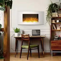 Walmart Cambridge 35-in. White Indoor Wall Mount Electric Fireplace with Log Display offer