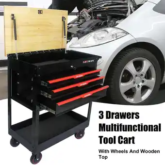 Walmart CoSoTower 3 Drawers Multifunctional Tool Cart with Wheels and Wooden Top offer