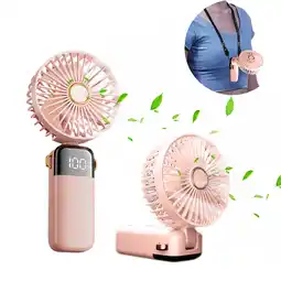 Walmart Digital Display Folding Fan Usb 5-Speed Rechargeable Small Fan Portable Handheld Fan offer