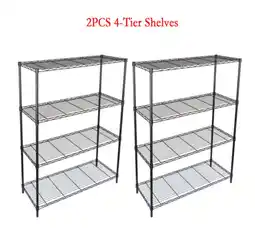 Walmart Lorelia 2X 4 Shelf Adjustable Storage Shelving Unit Steel Organizer Wire Rack Black offer