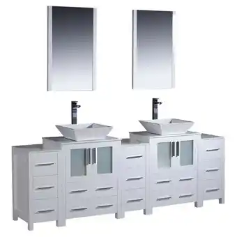 Walmart Torino 84White Dbl Sink Bathroom Vanity & 3 Side Cabinets / Vessel Sinks offer