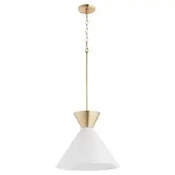 Walmart Quorum International 8119 Beldar 17 Wide Pendant - Aged Brass / Gloss Opal offer