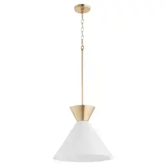 Walmart Quorum International 8119 Beldar 17 Wide Pendant - Aged Brass / Gloss Opal offer