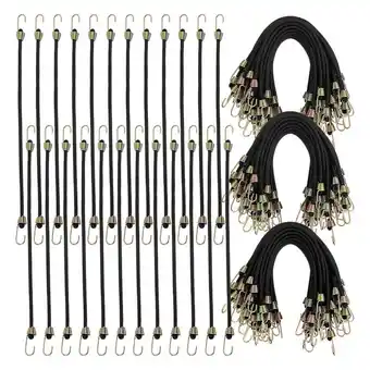 Walmart 50 Pcs Mini Bungee Cords with Hooks Small 10 Inch Black Short Elastic Strap for Luggage Bikes offer