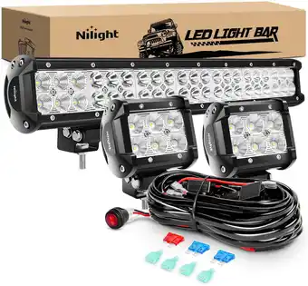 Walmart Nilight 20 Inch 126W LED Spot Flood Combo Light Bar fits ford Jeep Toyota GMC 3 Pack offer