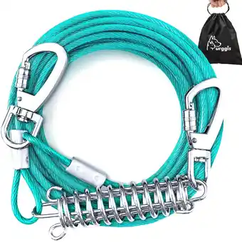 Walmart Furggis 20FT Heavy-Duty Tie-Out Cable for Dogs Up to 125 lbs, Chew-Proof & Tangle-Free, Ice Blue offer