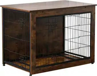 Walmart Muhub 38 Dog Crate Furniture,Wooden Dog Crate, for Small to Large Dogs,Rustic Brown offer