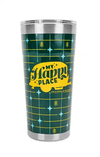 Walmart Camco 53325 Libatc, Wrapped Tumbler, Green Grid, 20Oz offer