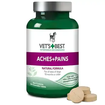 Walmart Vets Best Aches + Pains Dog Supplement for Hip and Joint Support - 50 Chewable Tablets offer